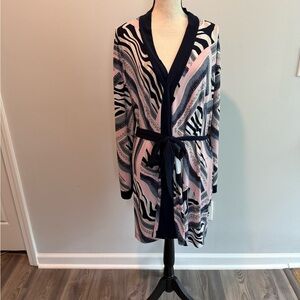 Diamond Tea Tie Waist Vintage Robe Pockets Button Front Closure Women’s size XL